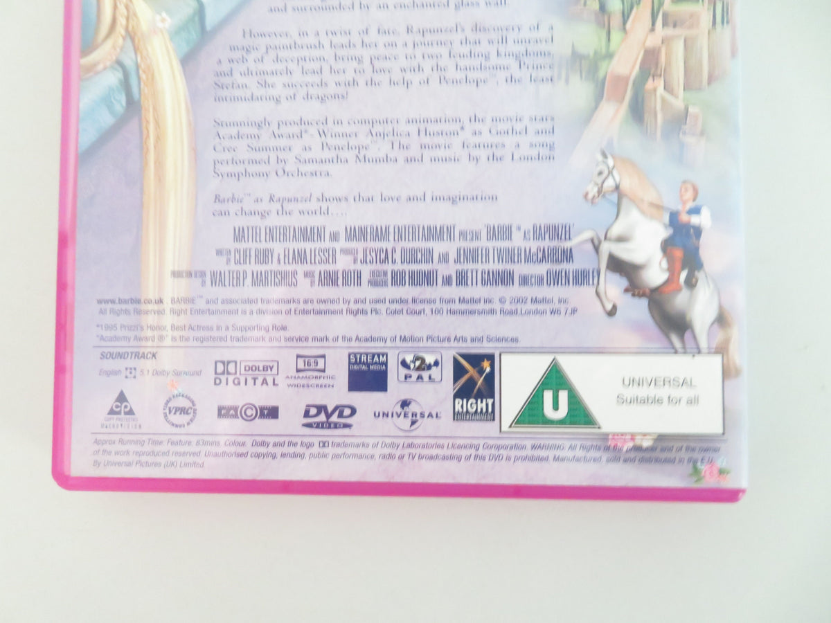 Barbie Rapunzel (DVD) Kelly Sheridan Anjelica Huston 2002 Region 2
