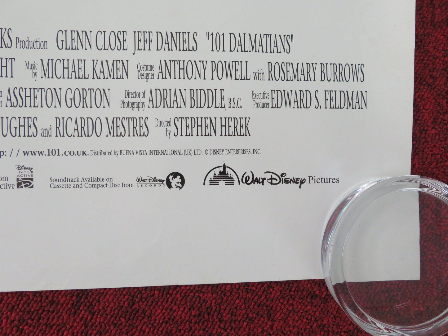 101 Dalmations UK Quad Rolled Poster Disney Glenn Close Jeff Daniels 1996 Movie posters