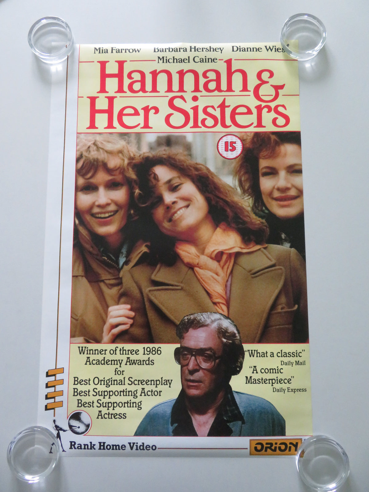 Hannah and Her Sisters VHS Video Poster Rolled Mia Farrow Michael Caine 1986