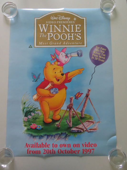 Winnie the Pooh's Most Grand Adventure VHS Video Poster Rolled Disney 1997