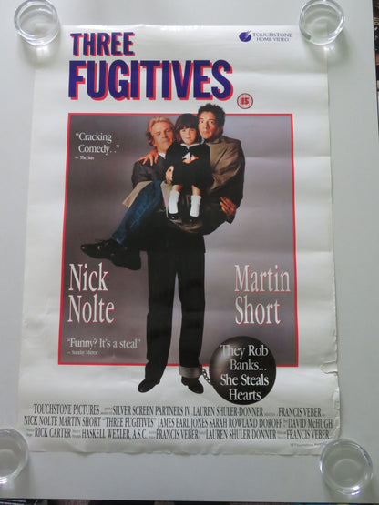 Three Fugitives VHS Video Poster Rolled Nick Nolte Martin Short 1989