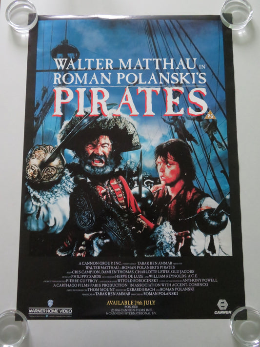 Pirates VHS Video Poster Rolled Cannon Walter Matthau Cris Campion 1986