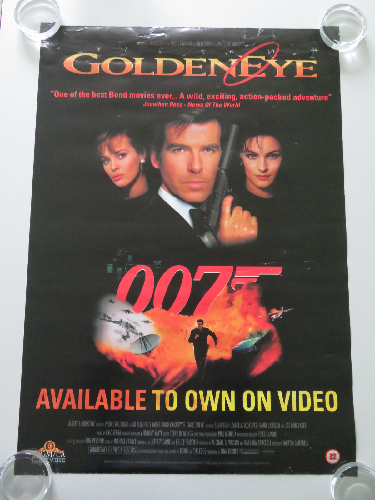 GoldenEye VHS Video Poster Rolled 007 James Bond Pierce Brosnan Sean Bean 1995