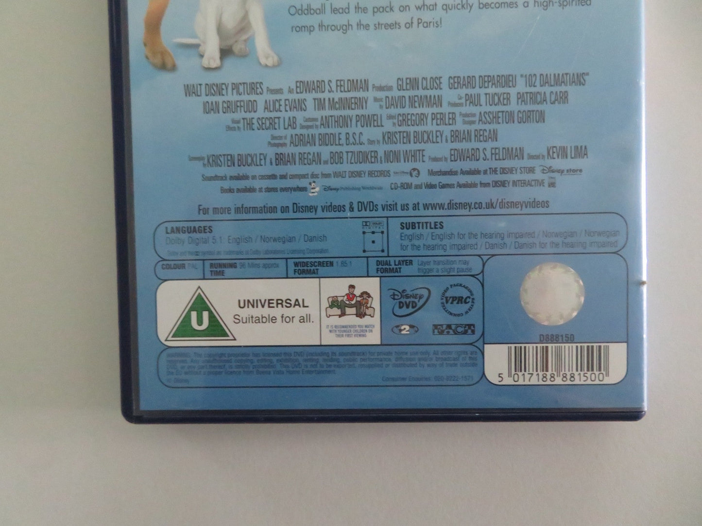 102 DALMATIONS (DVD) DISNEY GLENN CLOSE ERIC IDLE 2000 REGION 2 Movie posters