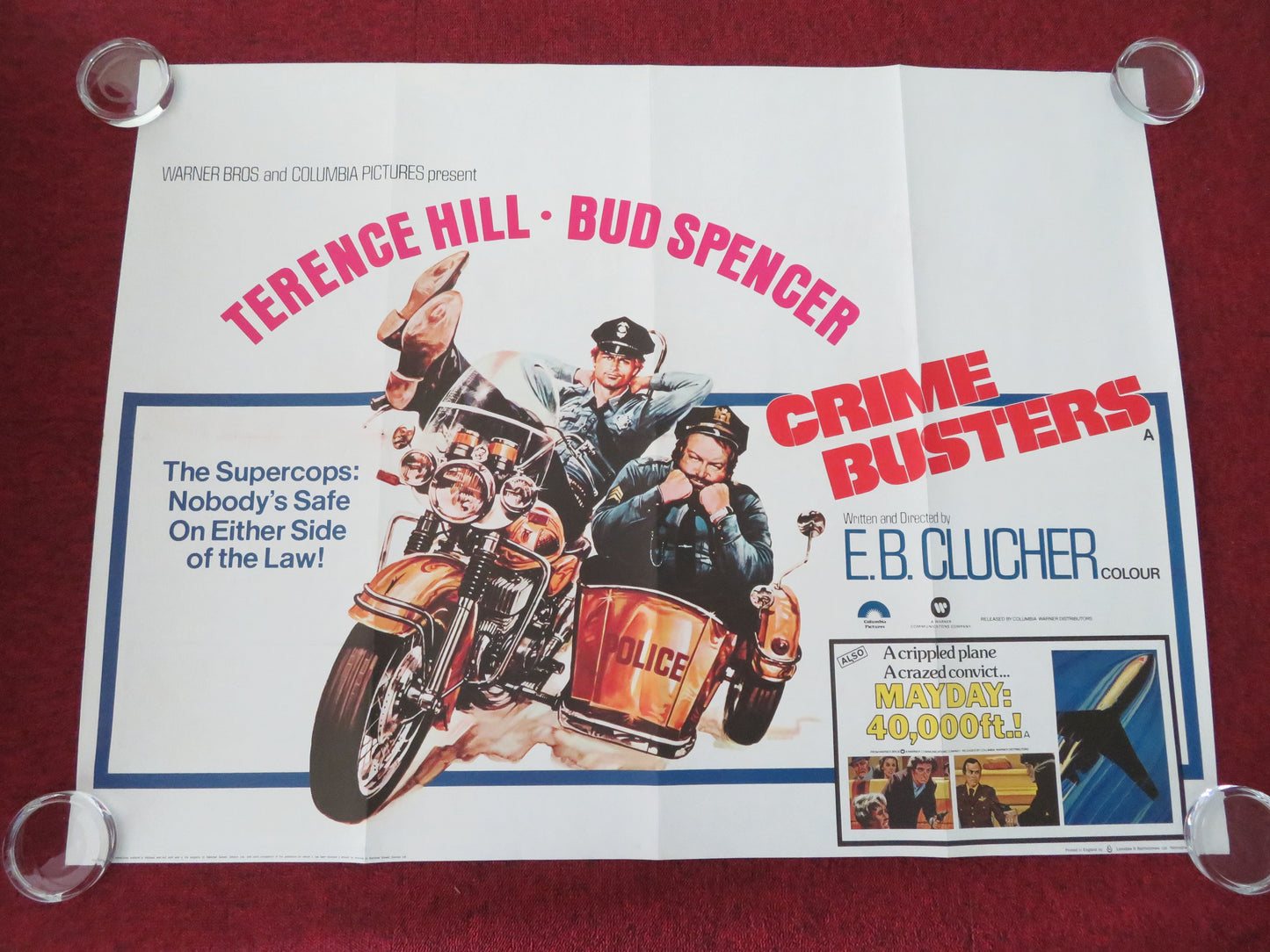 Crime Busters + Mayday ay 40,000 Feet! UK Quad Rolled Poster Bud Spencer 1977