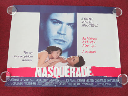 Masquerade UK Quad Rolled Poster Rob Lowe Meg Tilly Kim Cattrall 1988