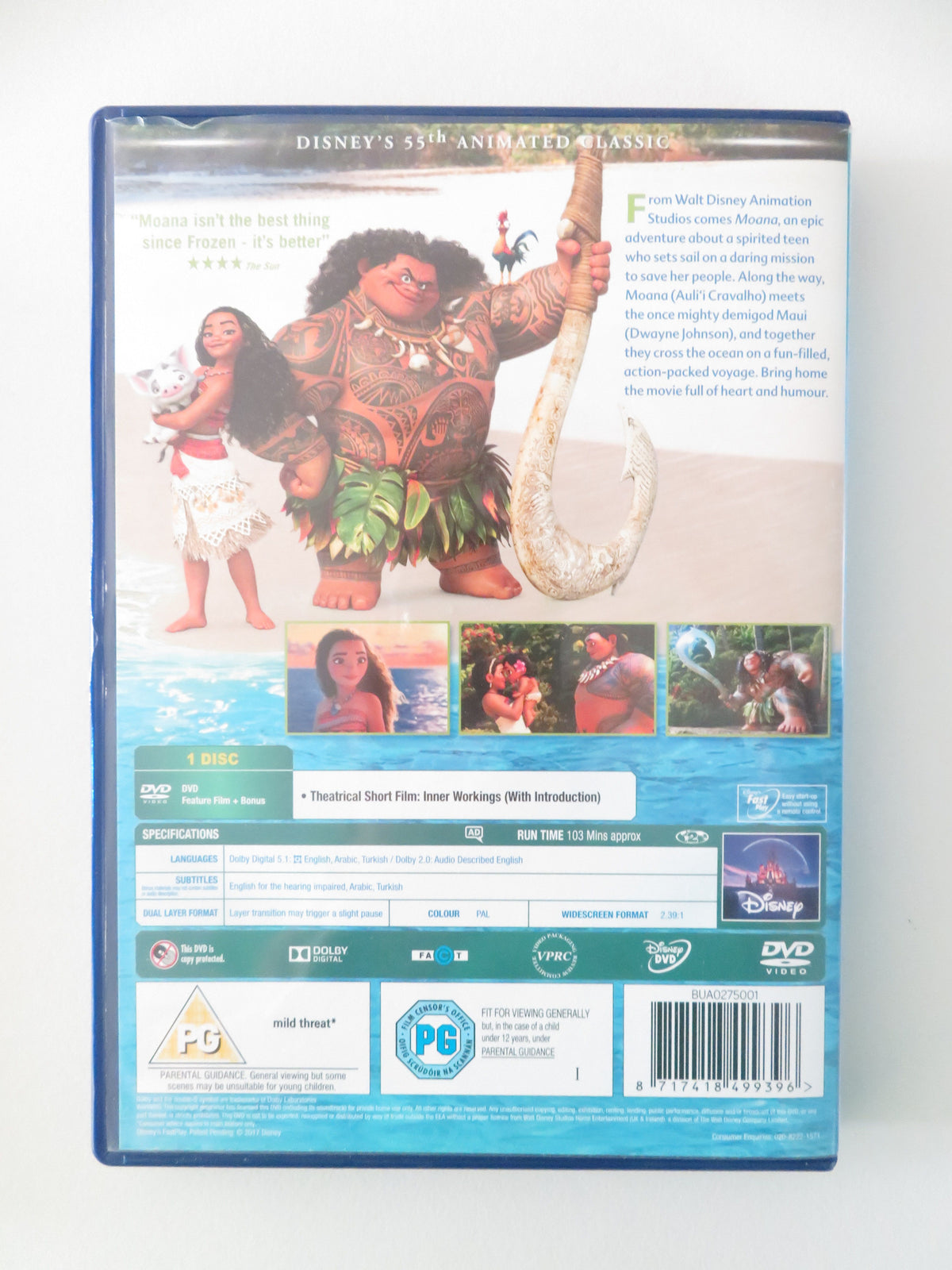 Moana (DVD) Disney Auli'i Cravalho Dwayne Johnson 2016 Region 2