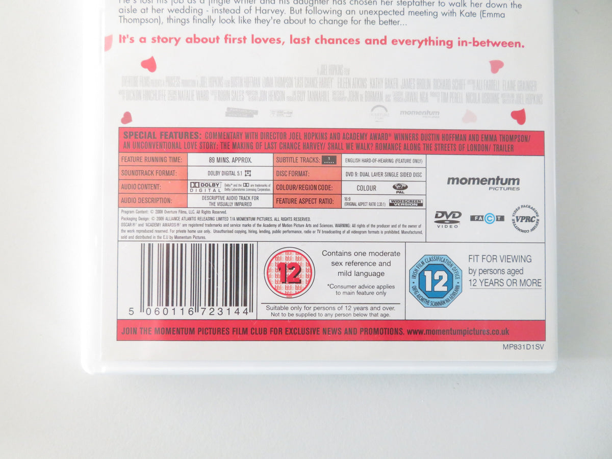 Last Chance Harvey (DVD) Dustin Hoffman Emma Thompson 2009 Region 2