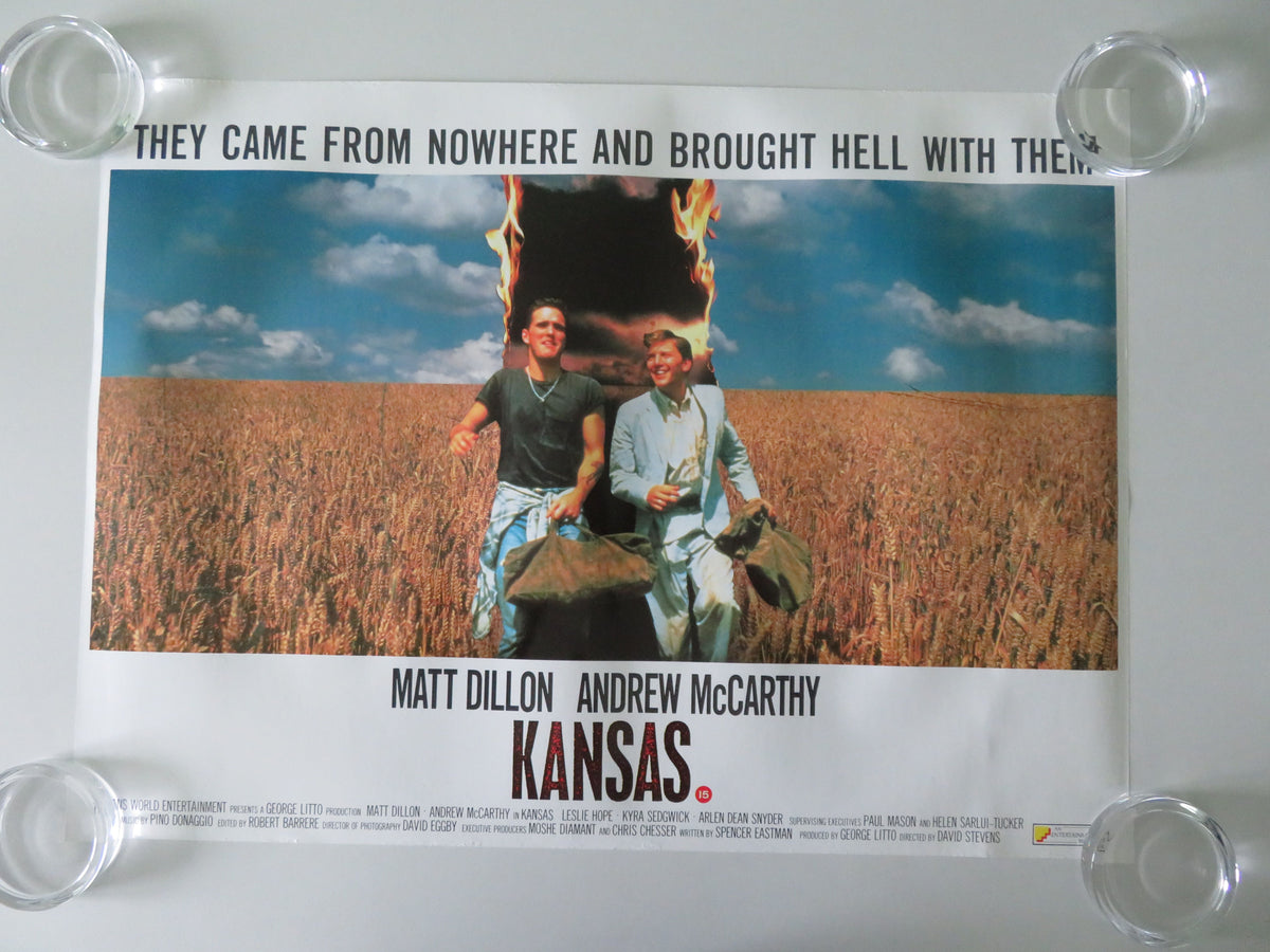 Kansas VHS Video Poster Rolled Matt Dillon Andrew McCarthy Leslie Hope 1988