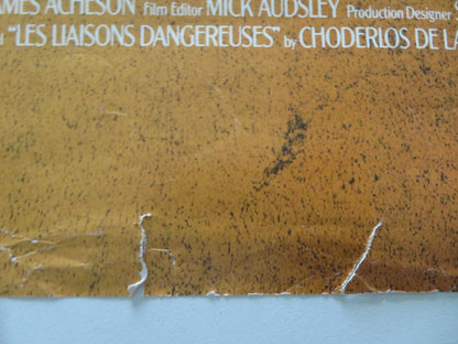 Dangerous Liaisons VHS Video Poster Rolled Glenn Close John Malkovich 1988
