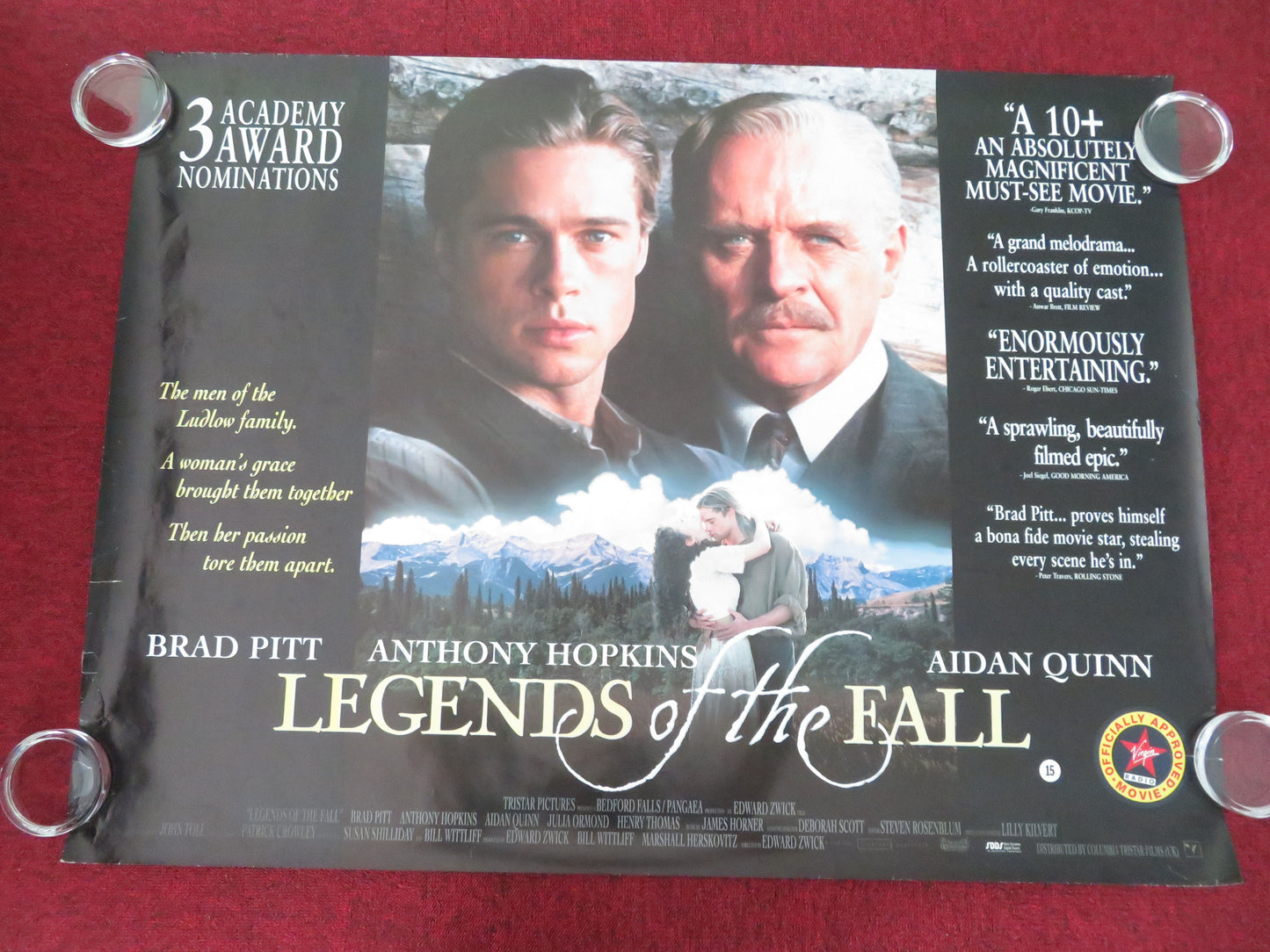 Legends of the Fall UK Quad Rolled Poster Brad Pitt Anthony Hopkins 1994