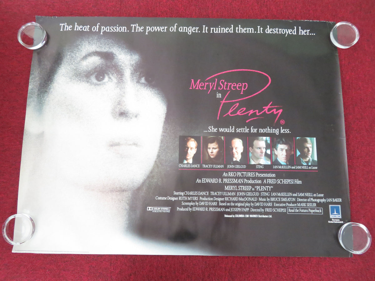 Plenty UK Quad Rolled Poster Meryl Streep Sam Neill Sting Tracy Ullman 1985
