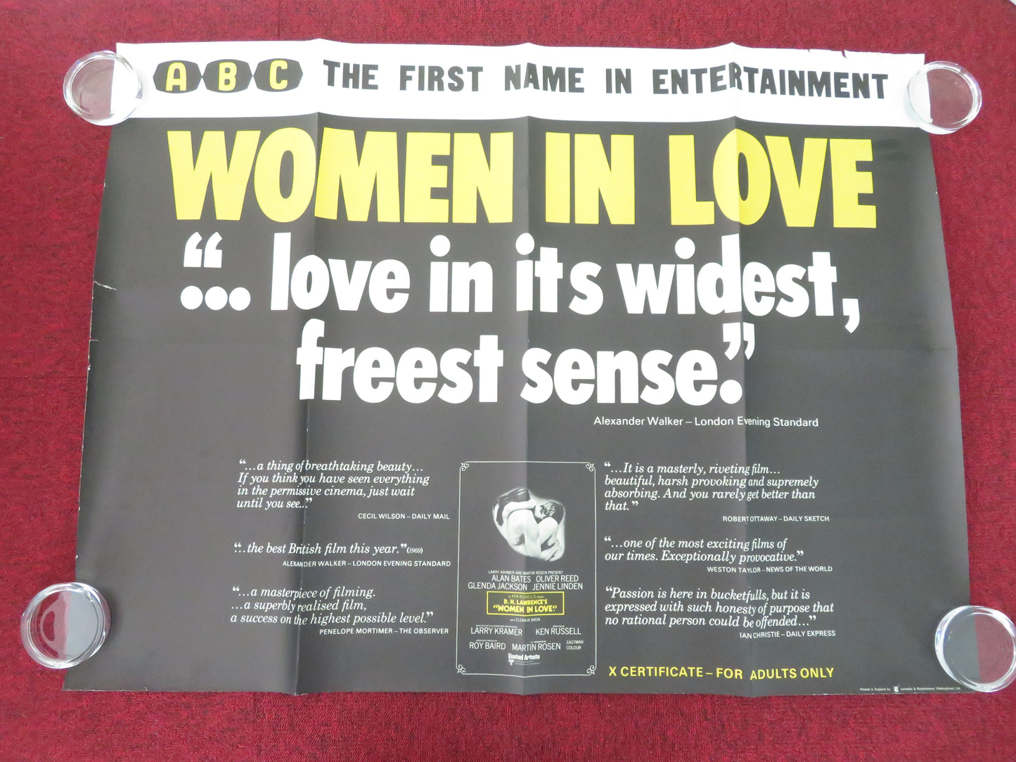 Women in Love UK Quad Rolled Poster Alan Bates Oliver Reed Glenda Jackson 1969