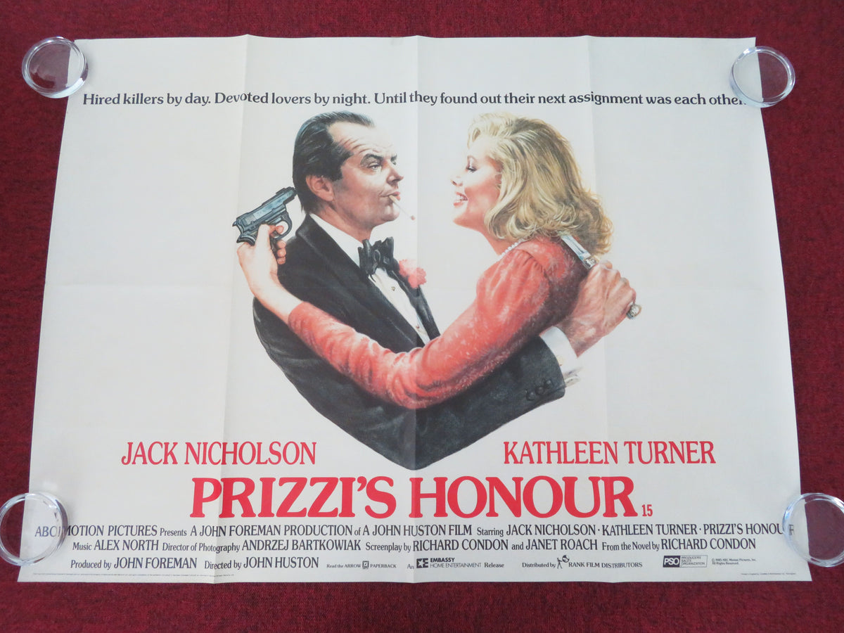 Prizzi's Honour UK Quad Rolled Poster Jack Nicholson Kathleen Turner 1985