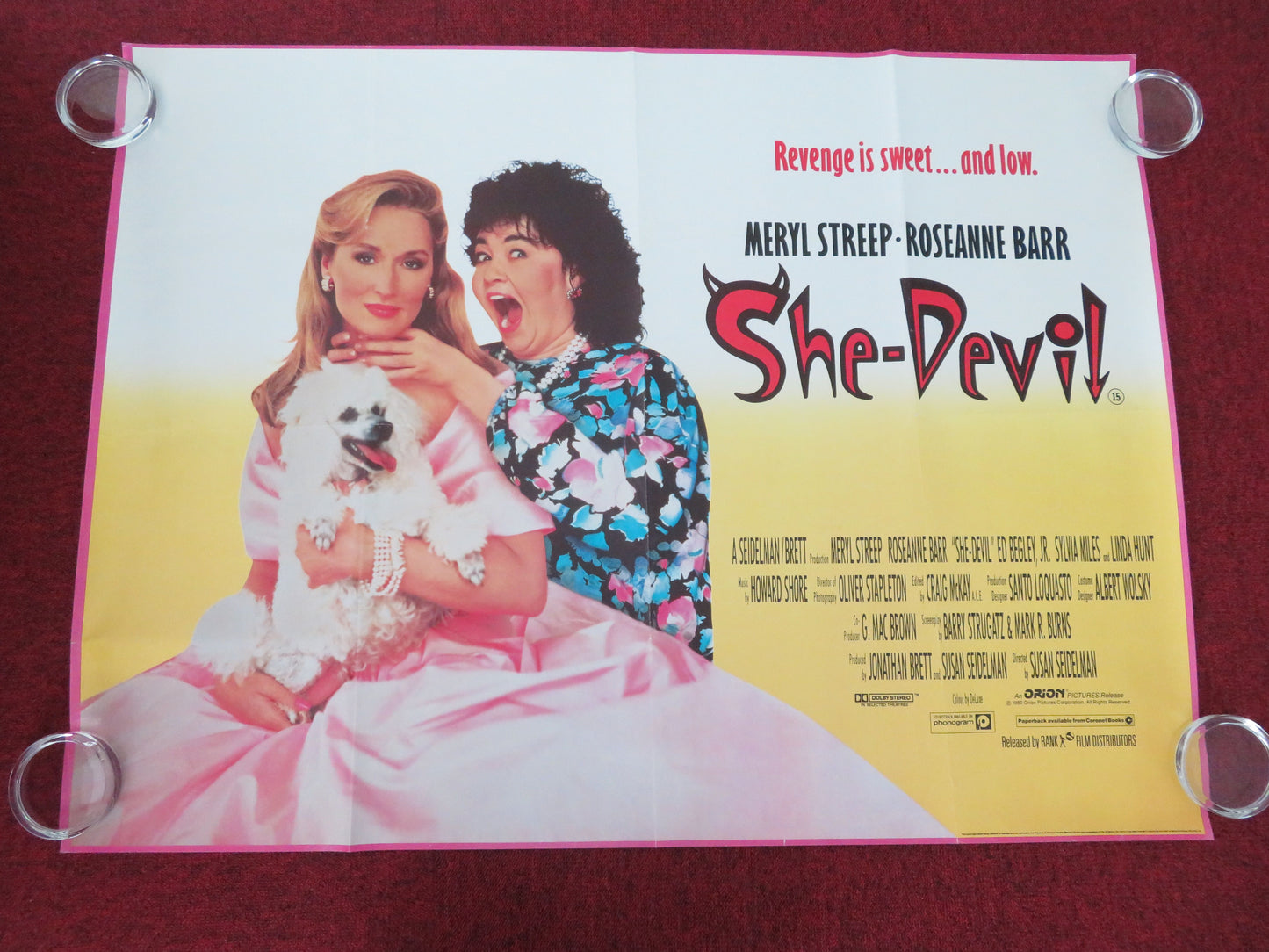 She-Devil UK Quad Rolled Poster Meryl Streep Roseanne Barr Ed Begley Jr. 1989