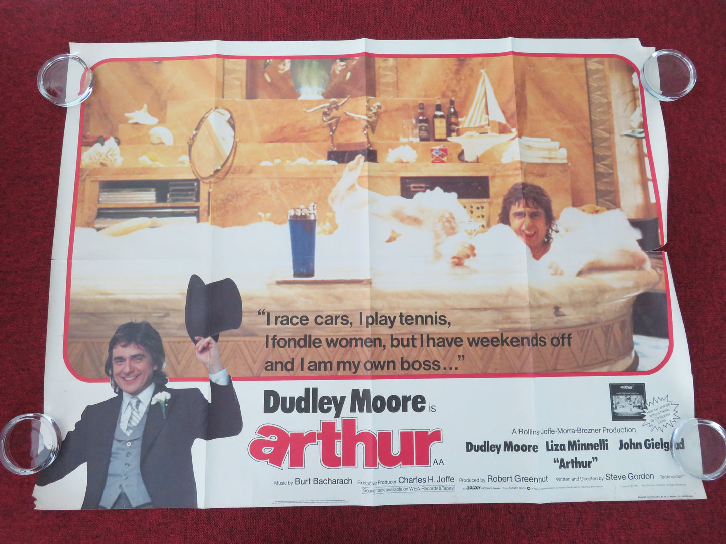Arthur UK Quad Rolled Poster Dudley Moore Liza Minnelli John Gielgud 1981
