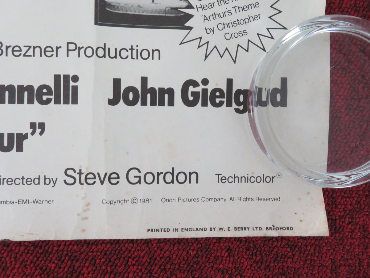 Arthur UK Quad Rolled Poster Dudley Moore Liza Minnelli John Gielgud 1981