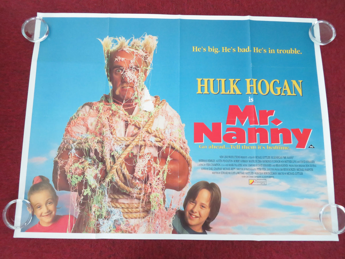 Mr. Nanny UK Quad Rolled Poster Hulk Hogan Sherman Hemsley Afa Anoai 1993