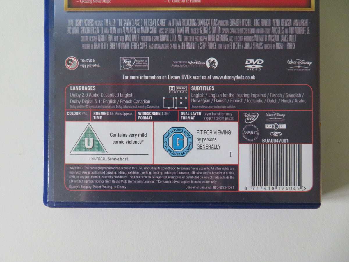 The Santa Clause 3: The Escape Clause (DVD) Disney Tim Allen 2006 Region 2