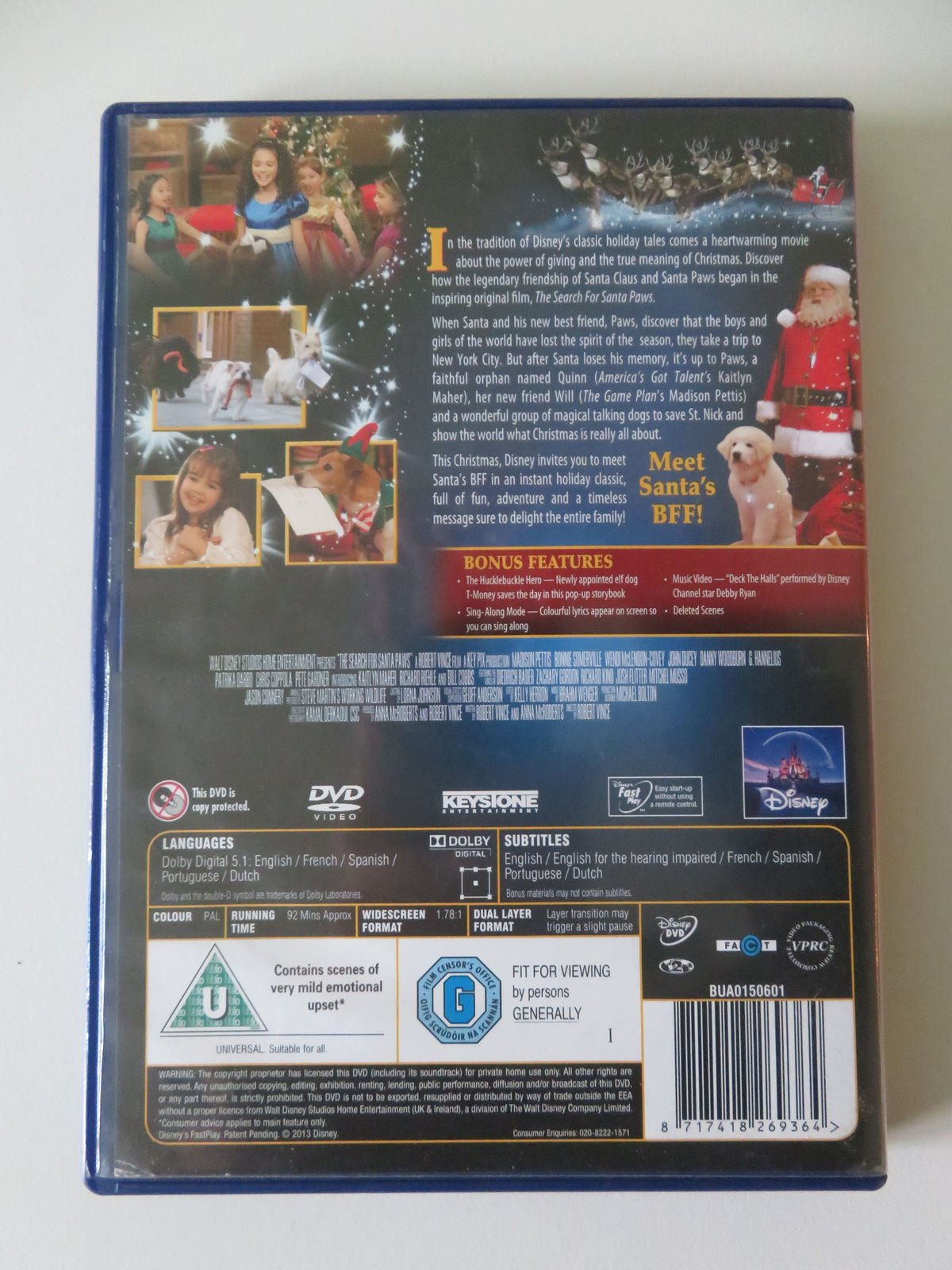 The Search for Santa Paws (DVD) Disney Kaitlyn Maher M. Pettis 2010 Region 2