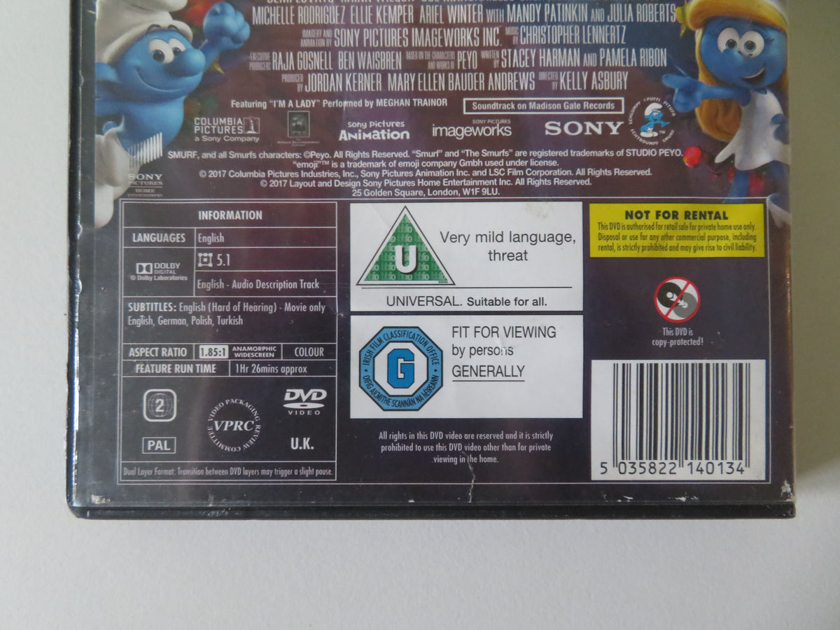 Smurfs: The Lost Village (DVD) Demi Lovato Rainn Wilson 2017 Region 2