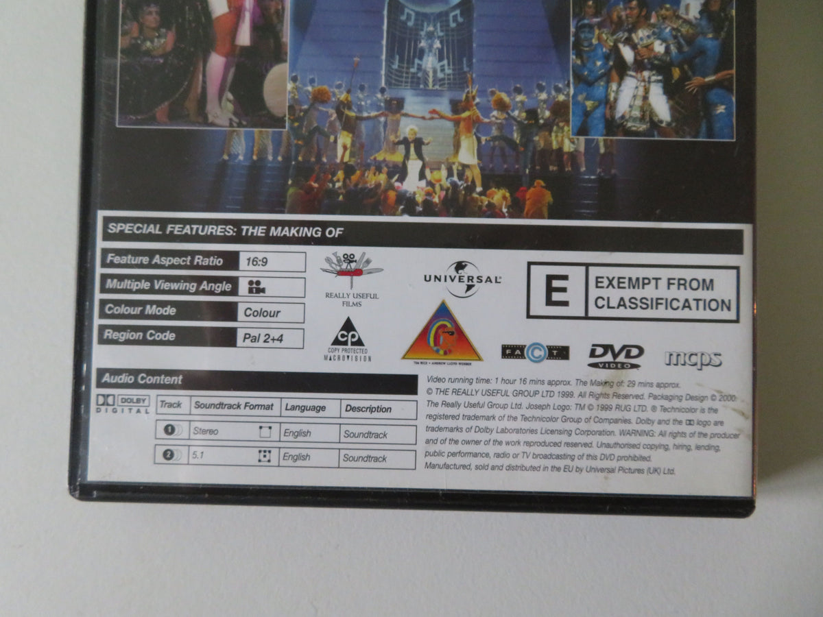 Joseph and the Amazing Technicolor Dreamcoat (DVD) Donny Osmond 1999 Region 2+4