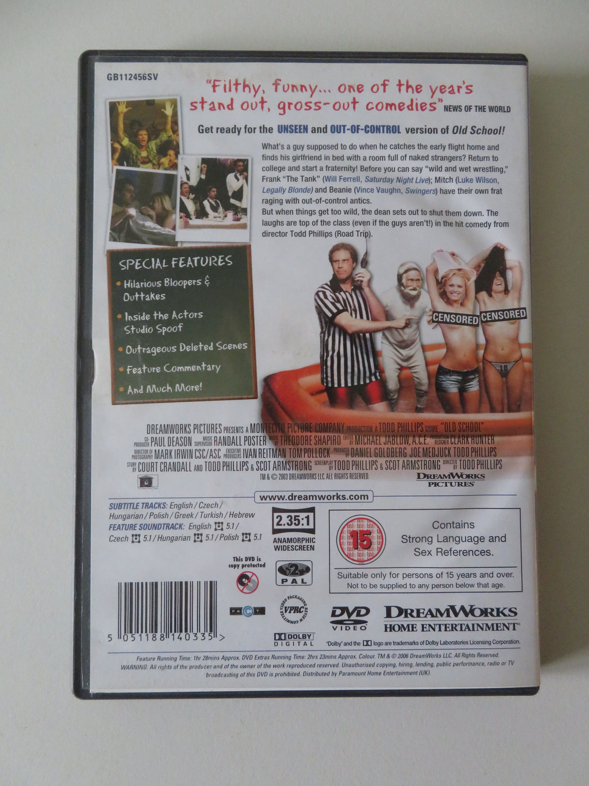 Old School - Unseen (DVD) Luke Wilson Vince Vaughn Will Ferrell 2003 Region 2