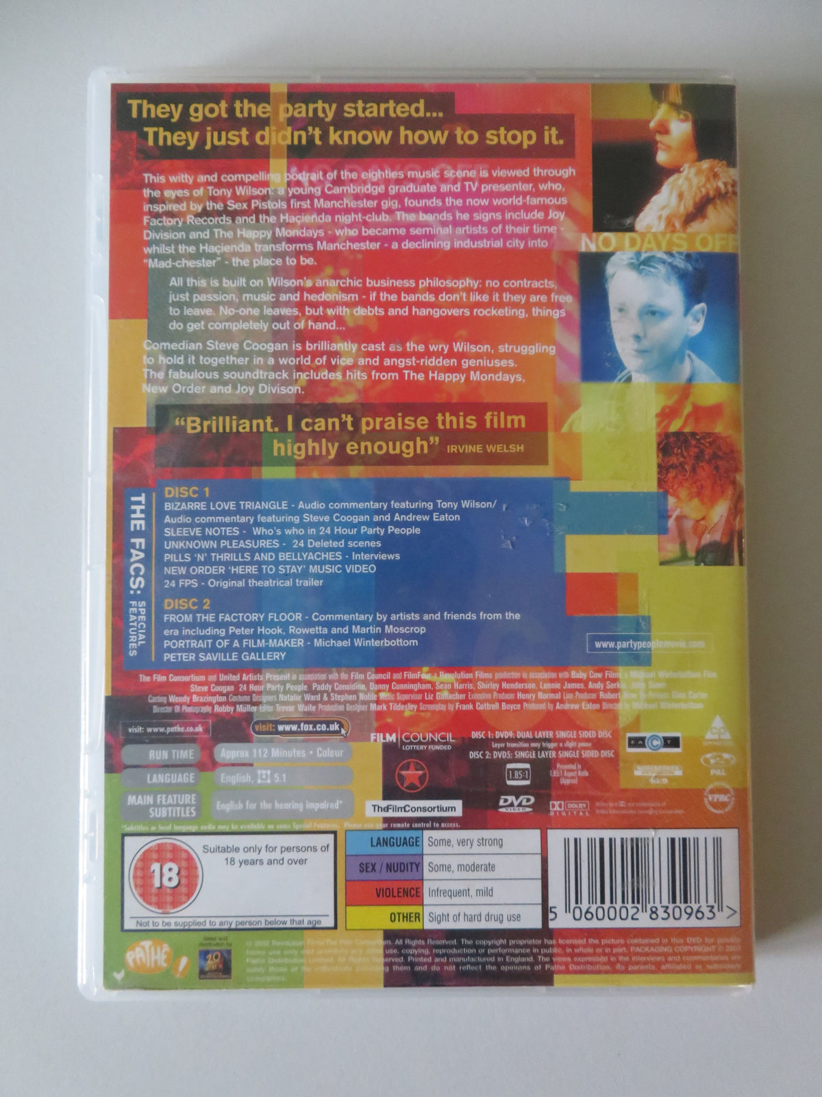 24 Hour Party People (DVD) Steve Coogan Paddy Considine 2002 Region 2