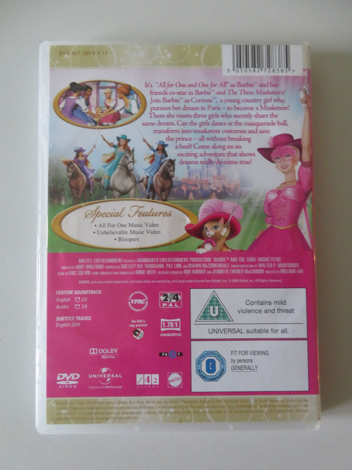 Barbie and the Three Musketeers (DVD) Kelly Sheridan Tim Curry 2009 Region 2, 4