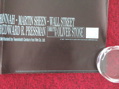 Wall Street UK Quad Rolled Poster Charlie Sheen Michael Douglas 1987
