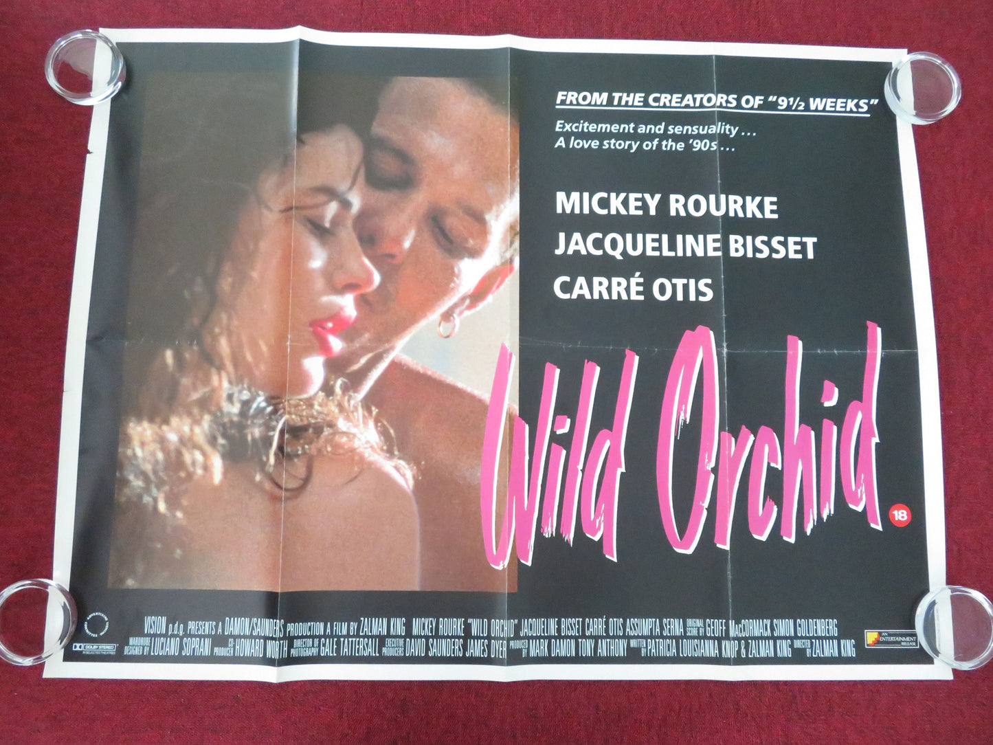 Wild Orchid UK Quad Rolled Poster Mickey Rourke Jacqueline Bisset 1989