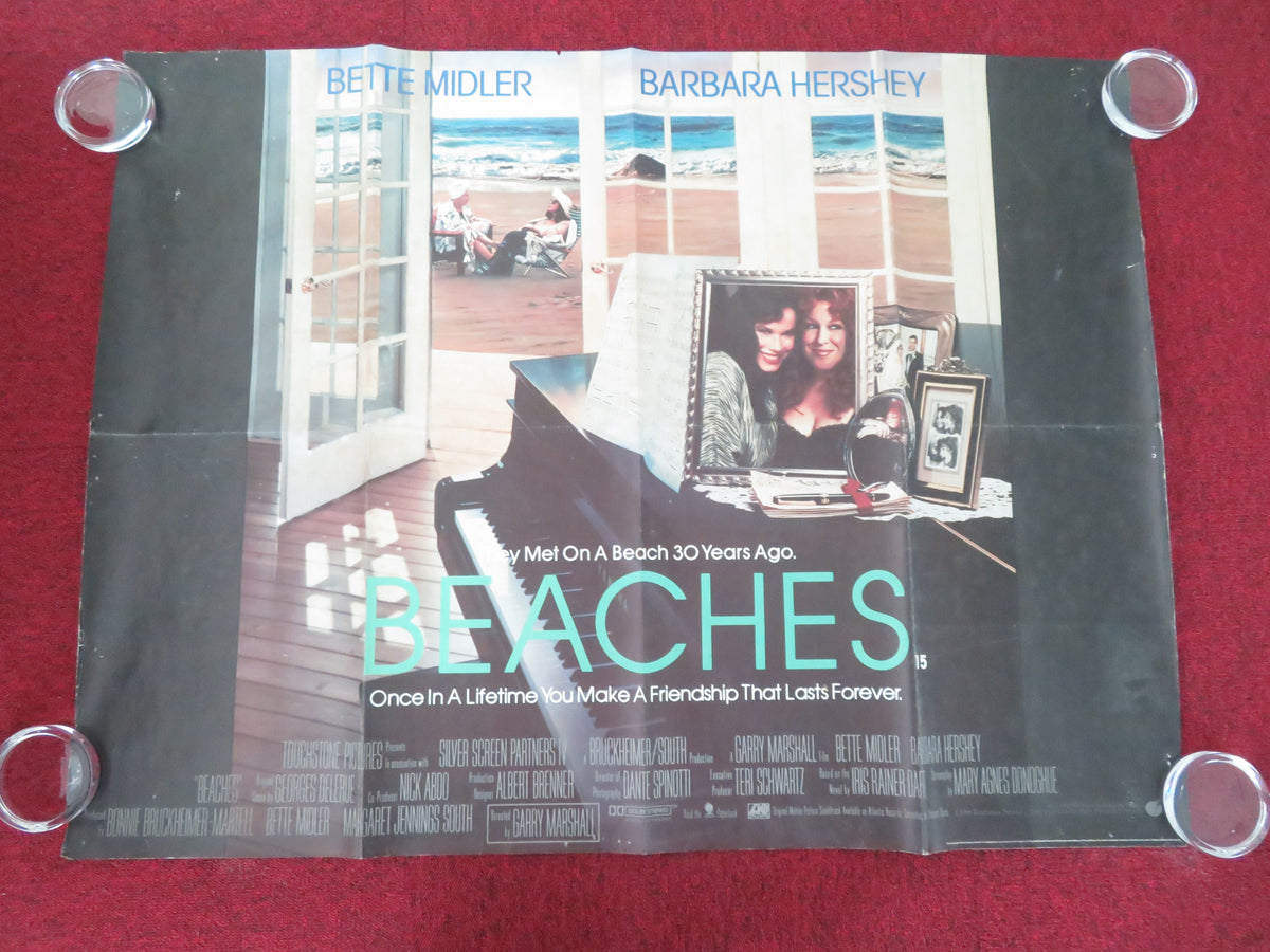 Beaches UK Quad Rolled Poster Bette Midler Barbara Hershey John Heard 1988