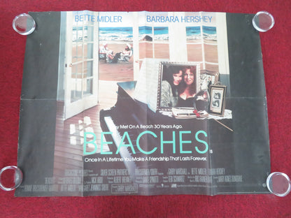 Beaches UK Quad Rolled Poster Bette Midler Barbara Hershey John Heard 1988