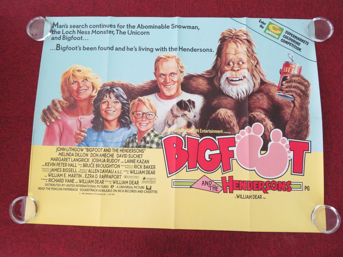 Harry and the Hendersons UK Quad Rolled Poster John Lithgow Melinda Dillon 1987