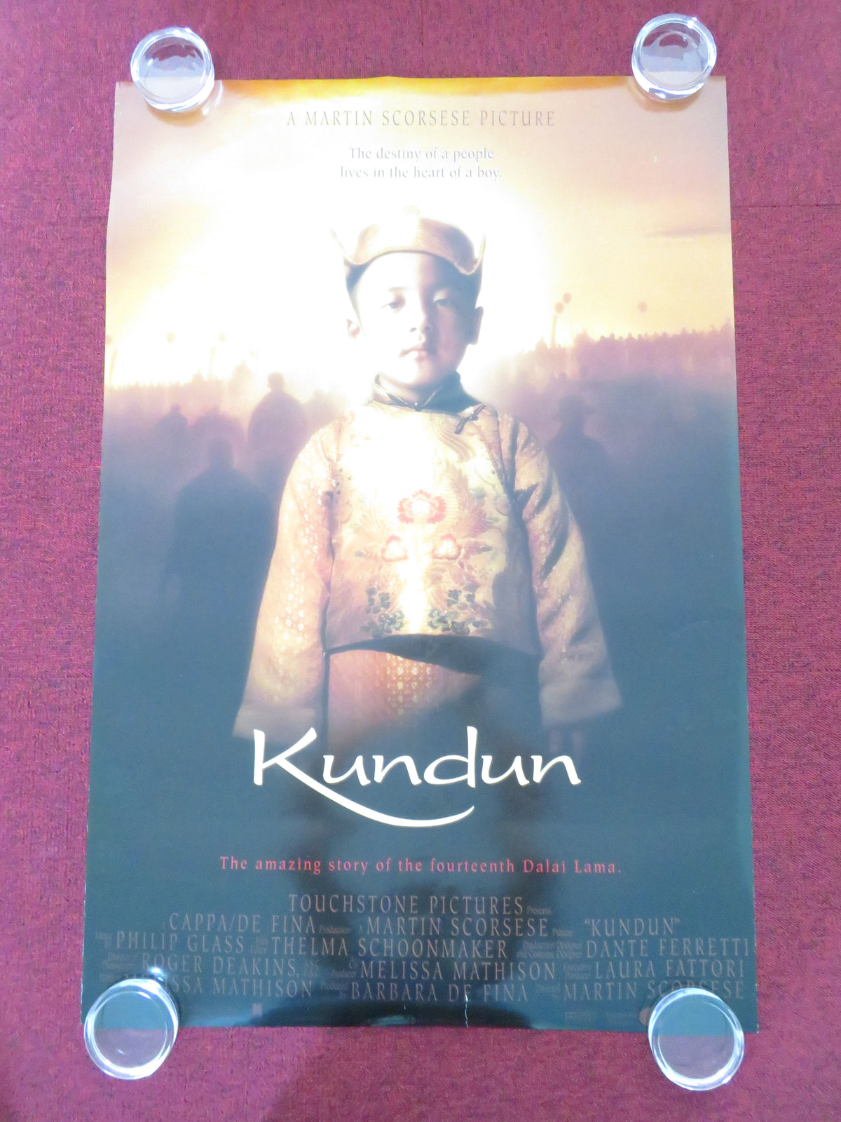 Kundun US One Sheet Rolled Poster Tenzin Thuthob Tsarong Gyurme Tethong 1998