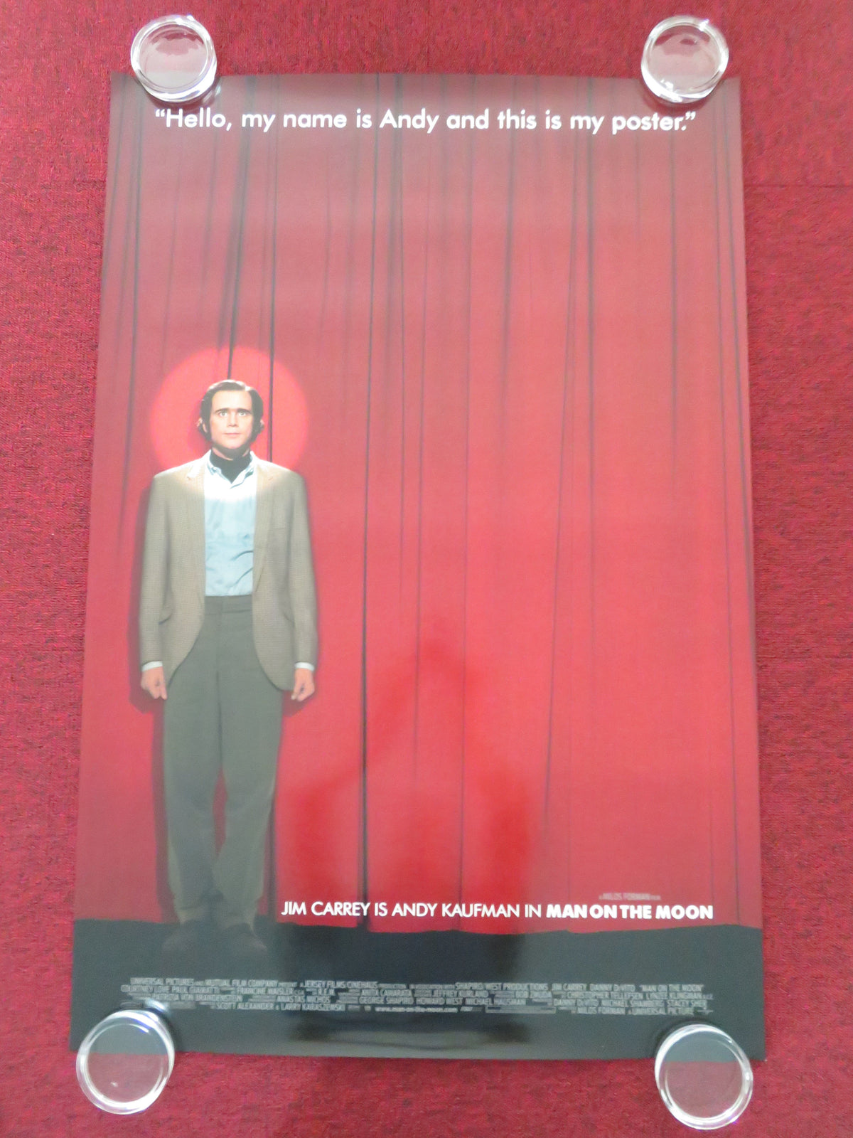 Man on the Moon US One Sheet Rolled Poster Jim Carrey D. DeVito A. Kaufman 1999