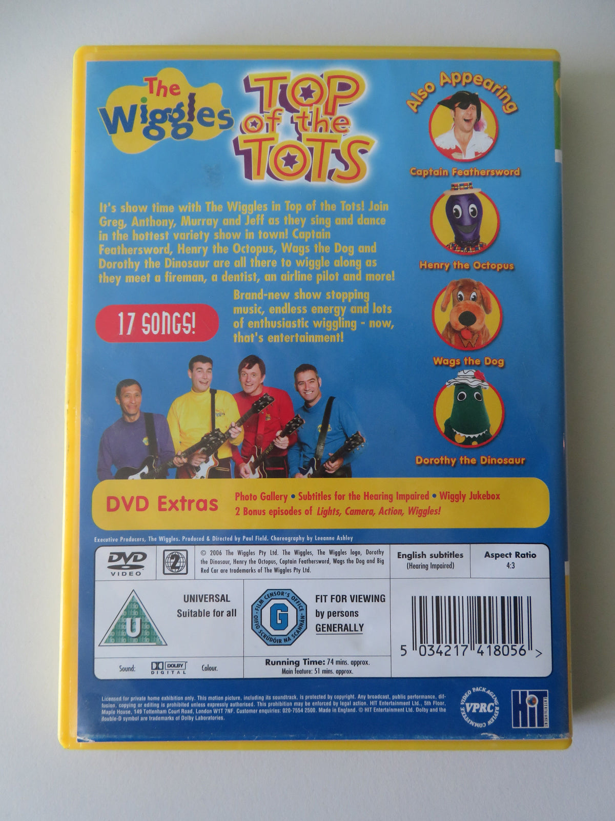 The Wiggles - Top of the Tots (DVD) Murray Cook Jeff Fatt 2003 Region 2