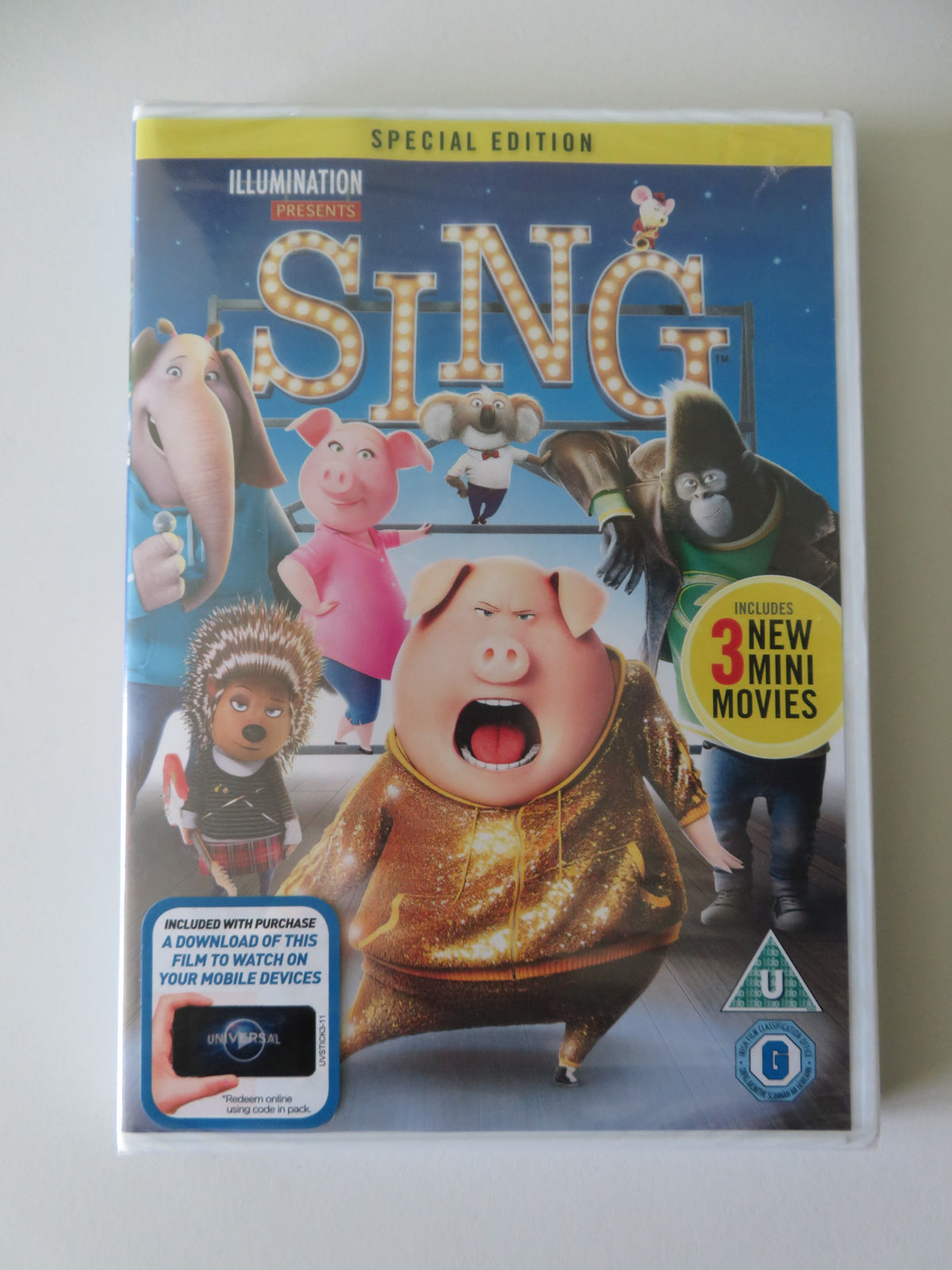 Sing - B (DVD) Matthew McConaughey Reese Witherspoon 2016 Region 2, 4, 5