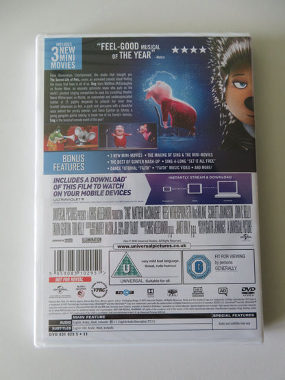 Sing - B (DVD) Matthew McConaughey Reese Witherspoon 2016 Region 2, 4, 5