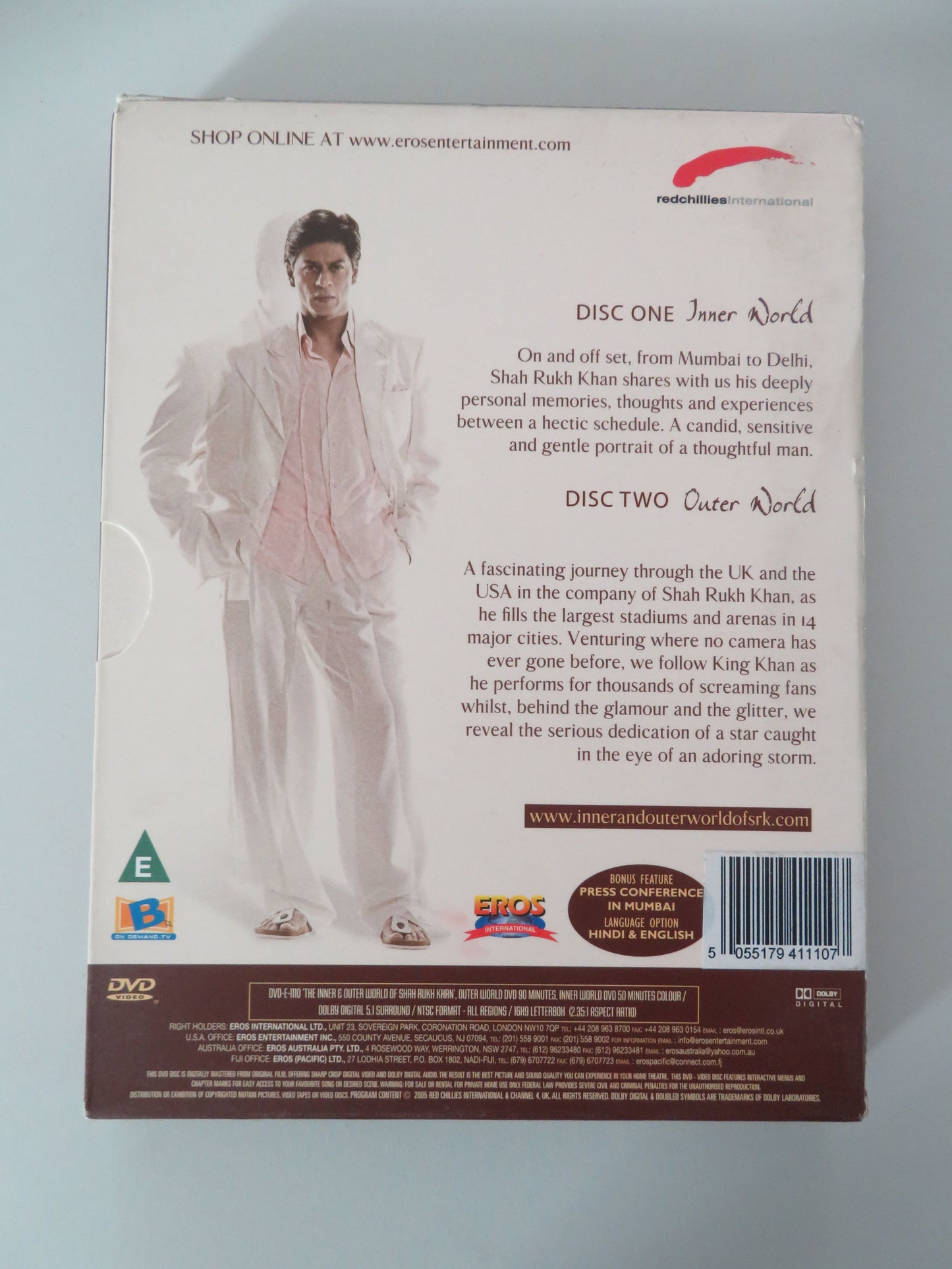 The Inner/Outer World of Shah Rukh Khan (DVD) Bollywood 2005 Region All