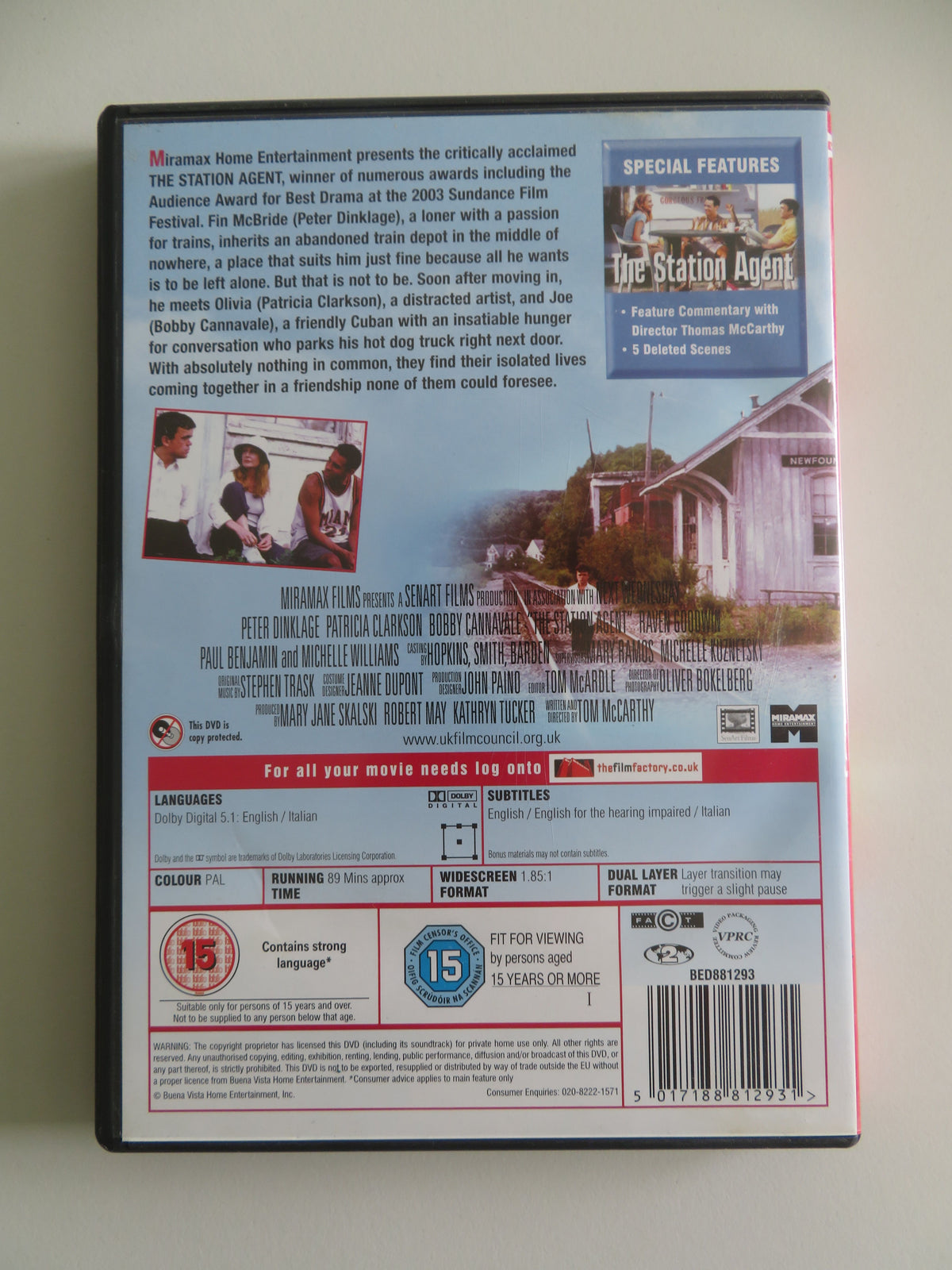 The Station Agent (DVD) Peter Dinklage Patricia Clarkson 2003 Region 2