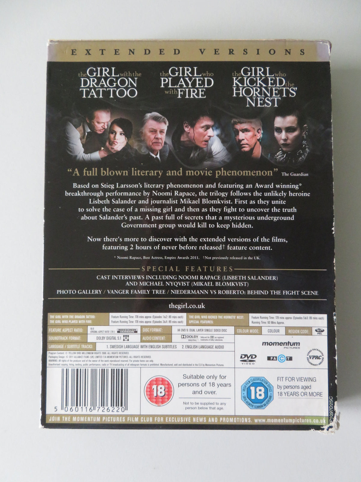 The Girl with the Dragon Tattoo Trilogy -Extended Versions (DVD BoxSet) Region 2