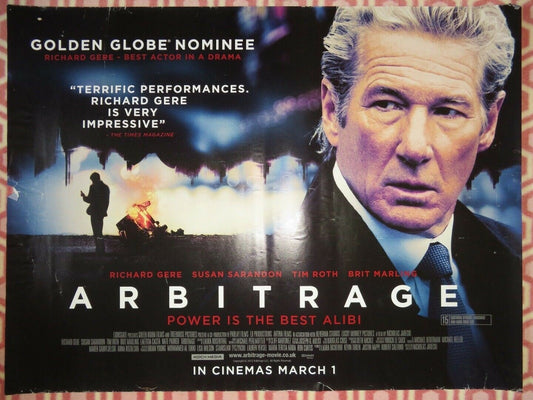 ARBITRAGE BRITISH QUAD (30"x 40") ROLLED POSTER RICHARD GERE TIM ROTH 2012 - Rendezvous Cinema