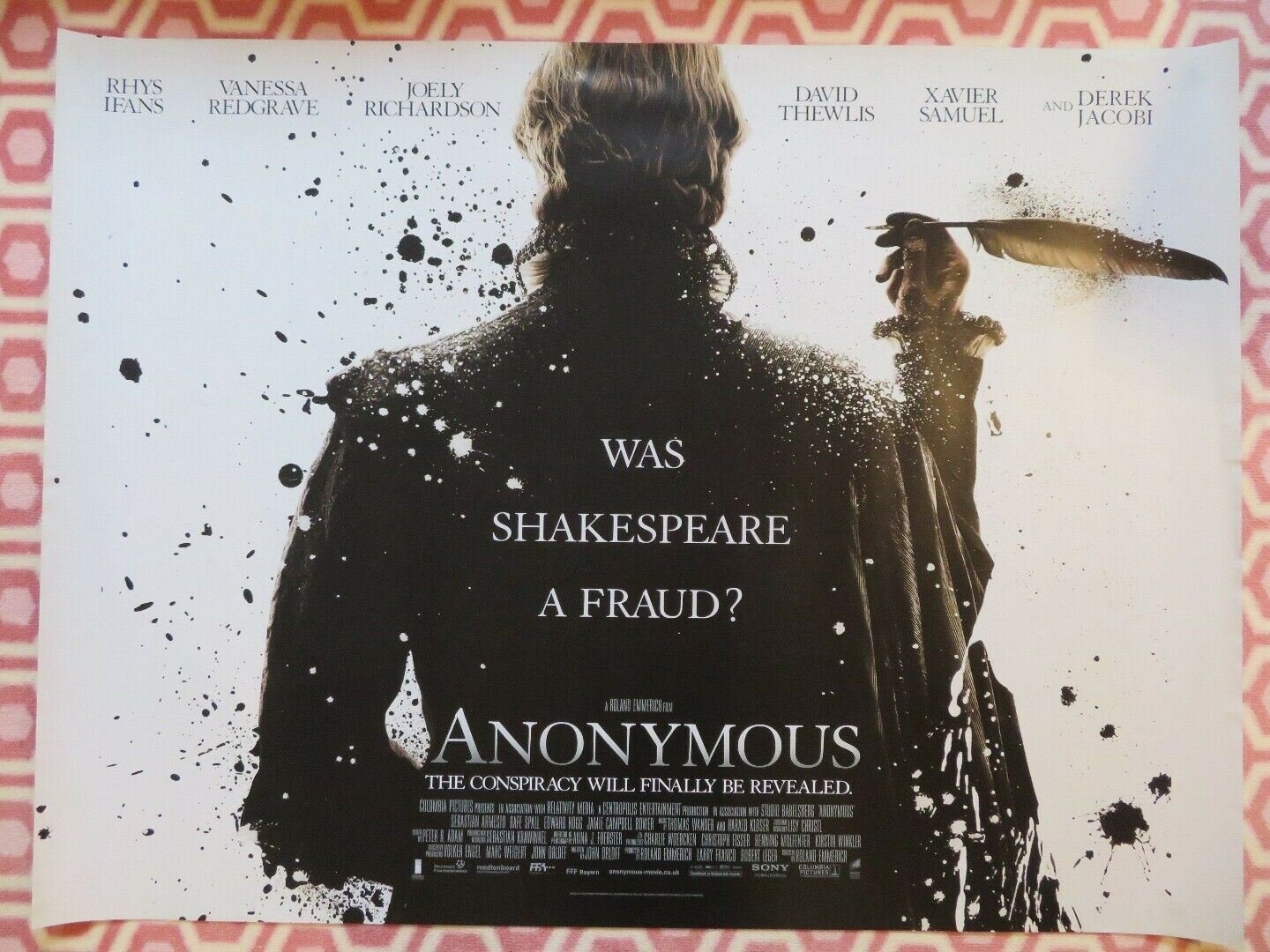 ANONYMOUS QUAD (30"x 40") ROLLED POSTER VENESSA REDGRAVE JOELY RICHARDSON 2011 - Rendezvous Cinema