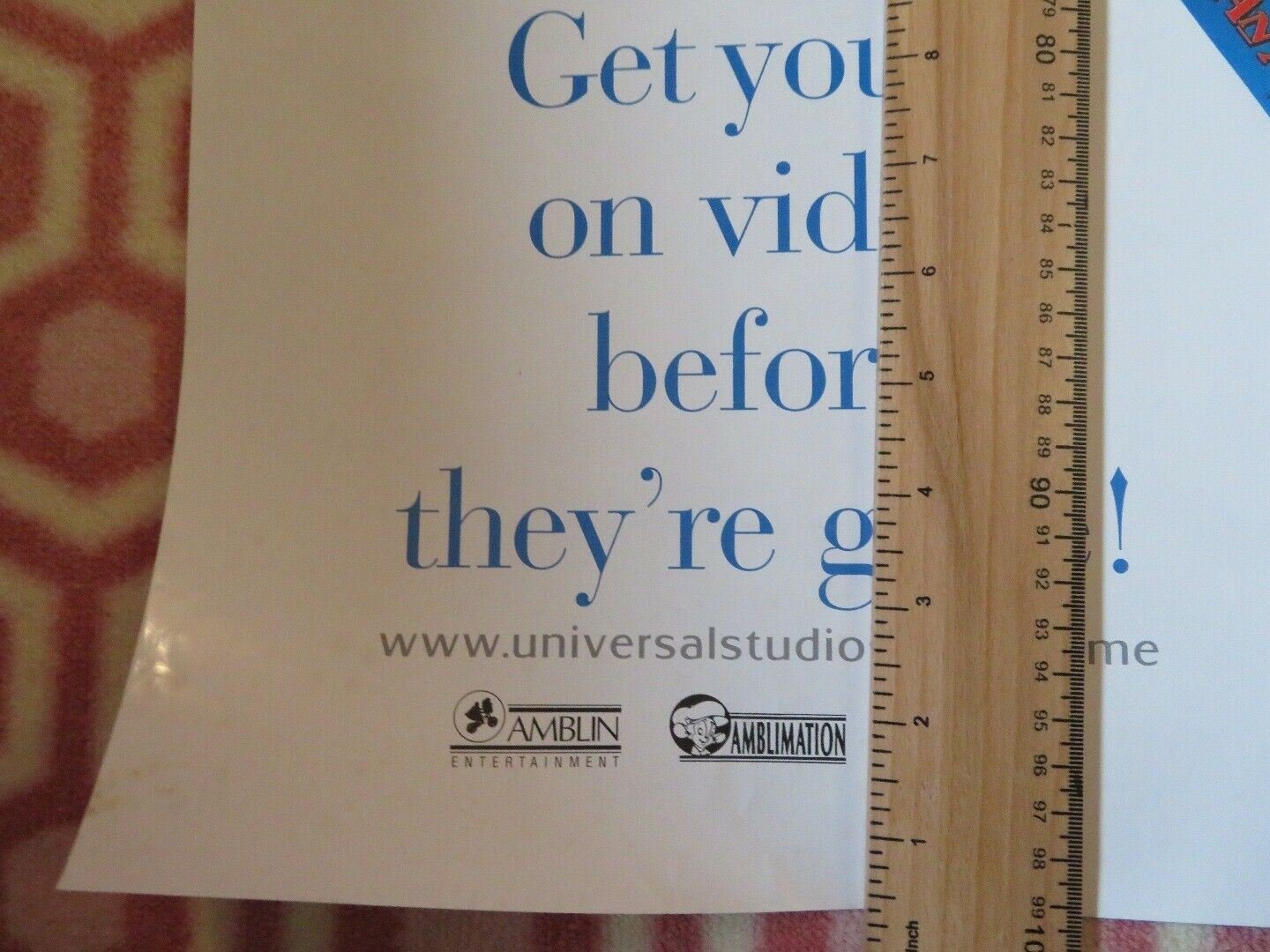 AN AMERICAN TALE VHS POSTER DOUBLE BILL US ONE SHEET ROLLED POSTER 1991 - Rendezvous Cinema