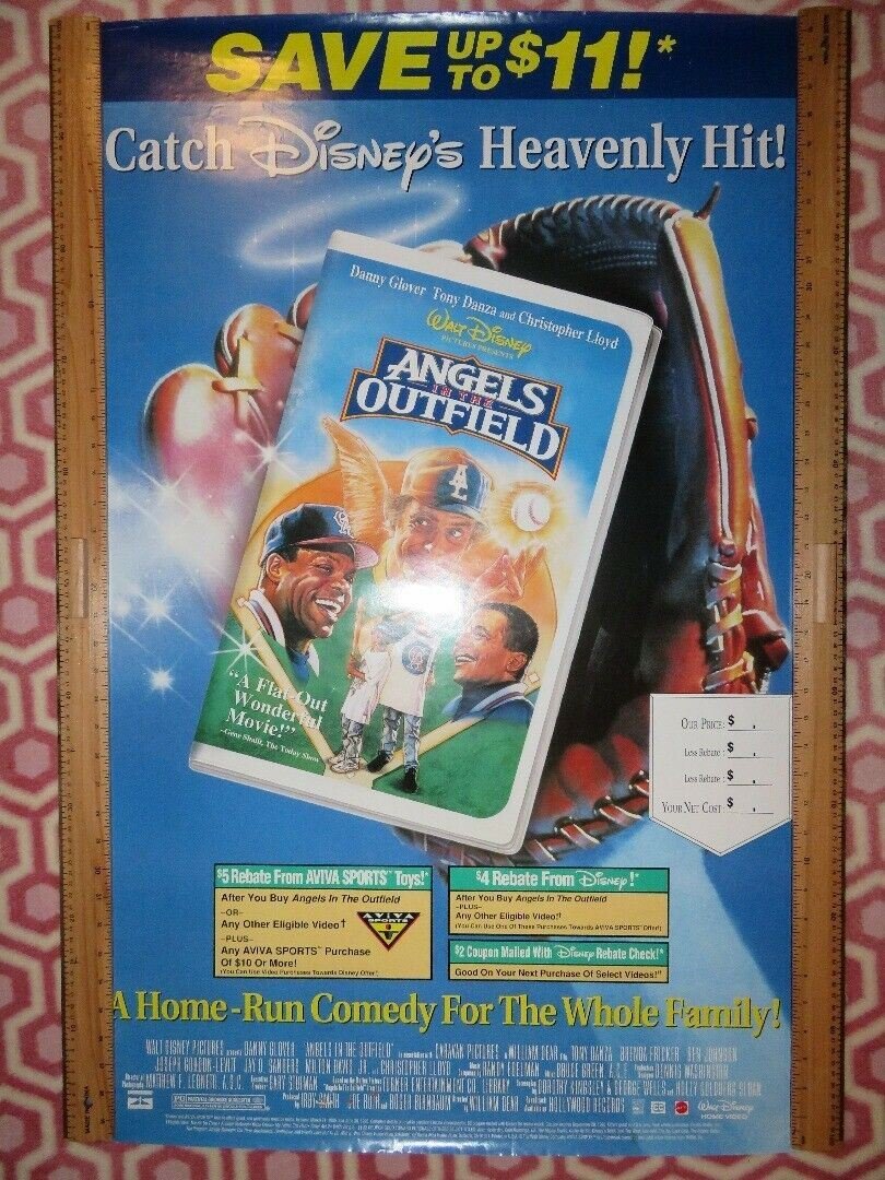 ANGELS IN THE OUTFIELD VHS US ONE SHEET(27"x 41") ROLLED POSTER DISNEY 1994 - Rendezvous Cinema
