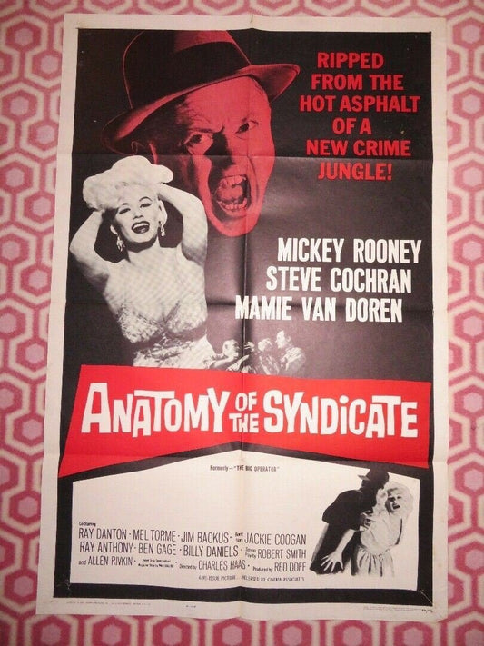 ANATOMY OF SYNDICATE / The Big Operator US ONE SHEET POSTER MICKEY ROONEY 1959 - Rendezvous Cinema