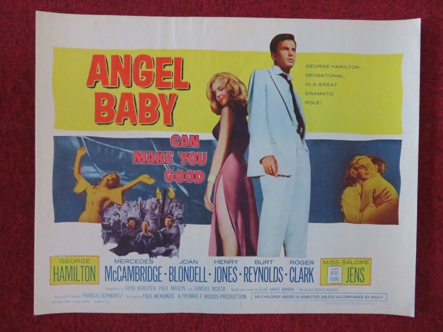 ANGEL BABY US HALF SHEET (22"x 28") POSTER GEORGE HAMILTON 1961 - Rendezvous Cinema
