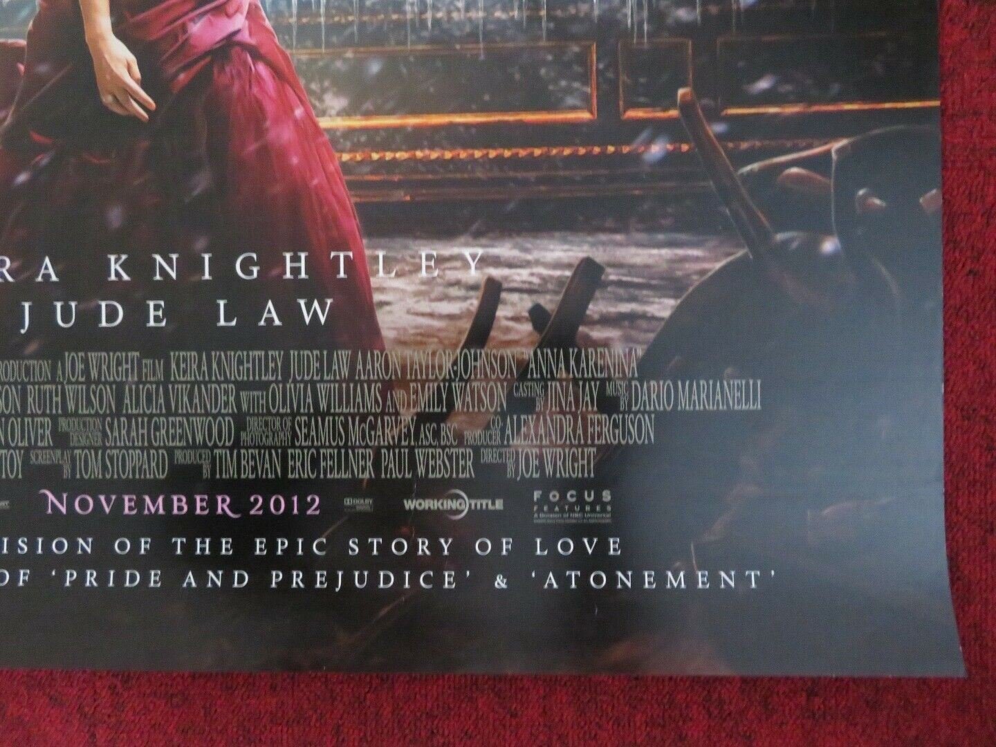 ANNA KARENINA US ONE SHEET ROLLED POSTER KEIRA KNIGHTLEY JUDE LAW 2012 - Rendezvous Cinema