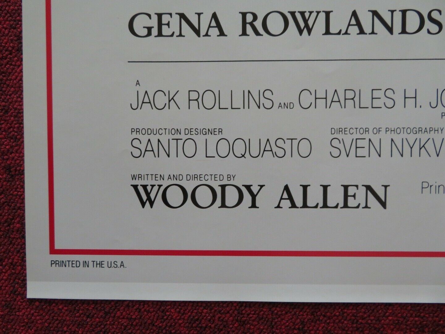 ANOTHER WOMAN FOLDED US ONE SHEET POSTER PHILIP BOSCO MIA FARROW 1988 - Rendezvous Cinema